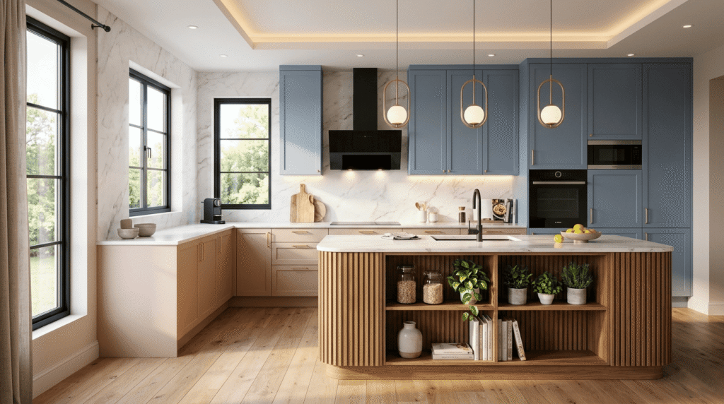 Space-saving L shape kitchen design for apartments