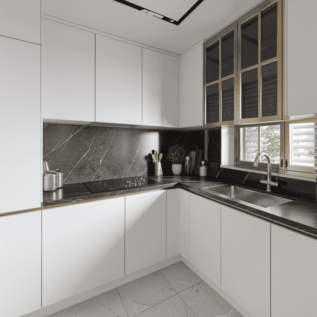 Stylish L shaped kitchen interior design for modern homes