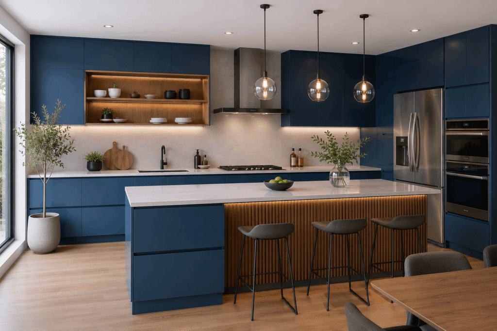 Modern Blue Kitchen Cabinets