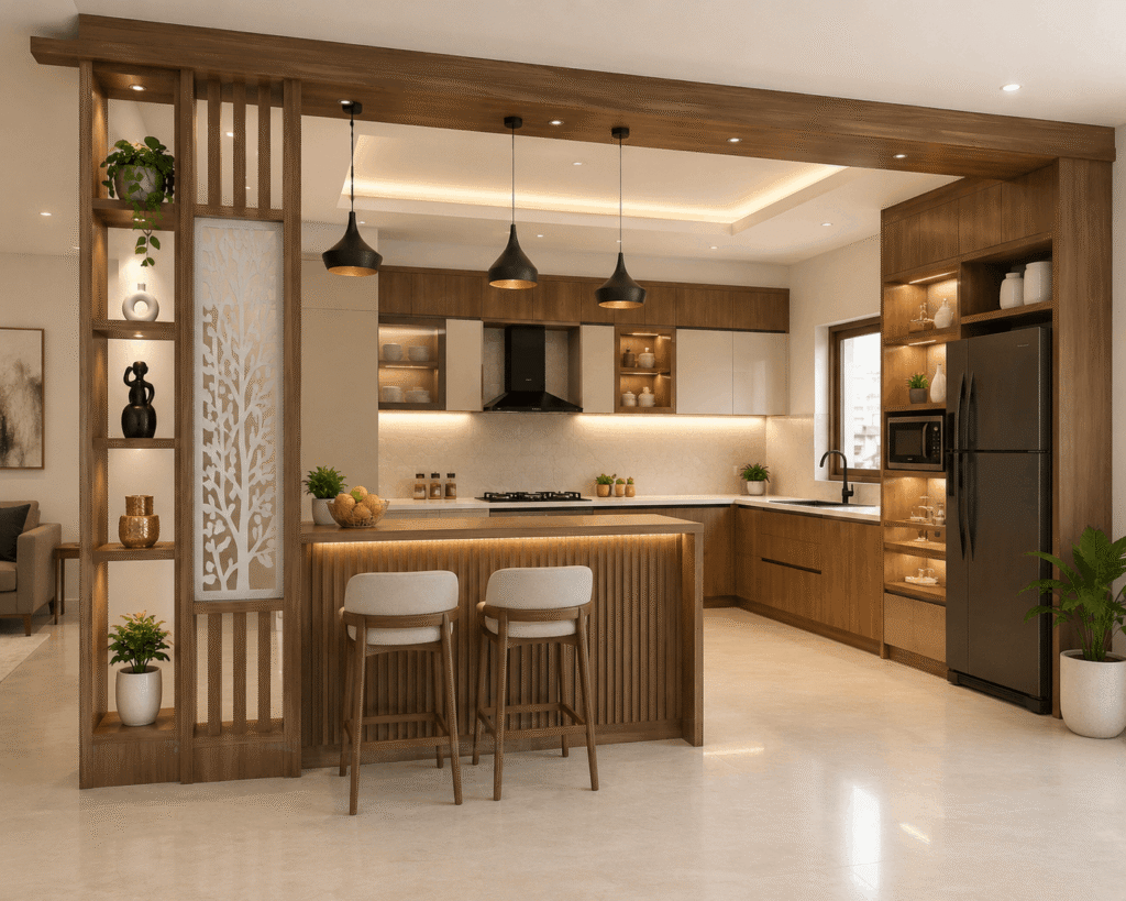 Open Kitchen Wood Work Design