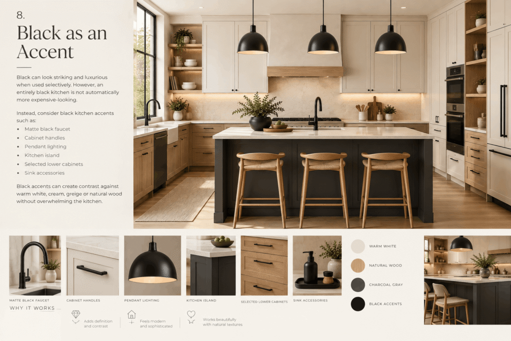 Black Accents in a Warm Kitchen Design